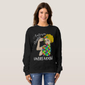 Sweatshirt Autism Auntie Unbreakable Woman Strong Accept Unde (Devant entier)