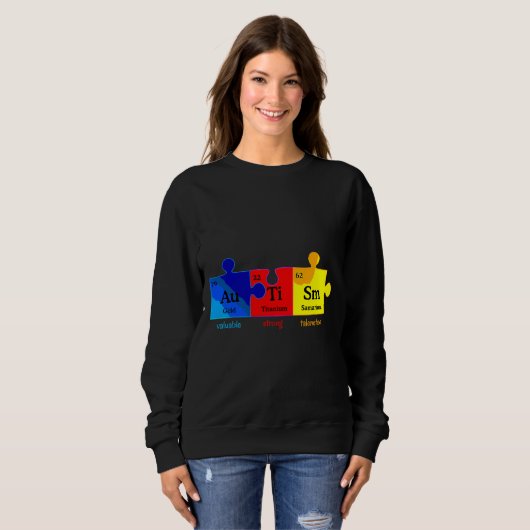 Sweatshirt Autism Aware Puzzle Chemical Element (Devant entier)