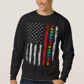 Sweatshirt Autism Awareness 4th July Thin Red Line Firefighte (Devant)