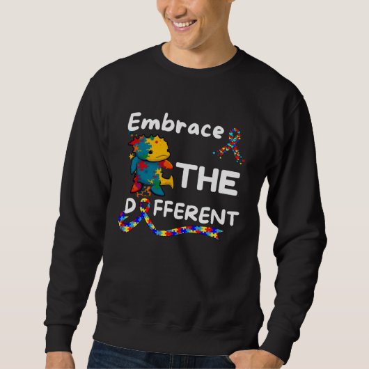 Sweatshirt Autism Awareness Axolotl Embrace Different Unmaski (Devant)