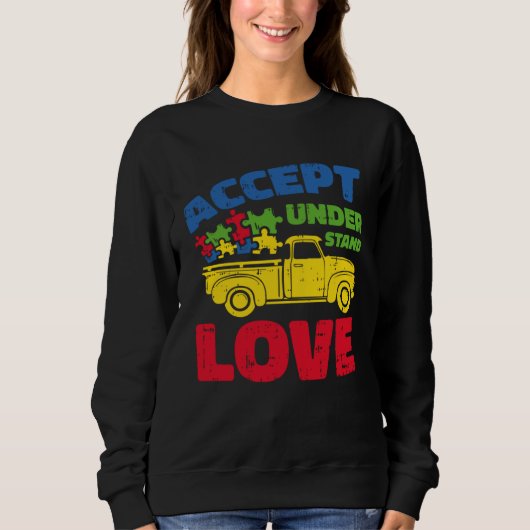 Sweatshirt Autism Awareness Boys Girls Accept Understand Love (Devant)
