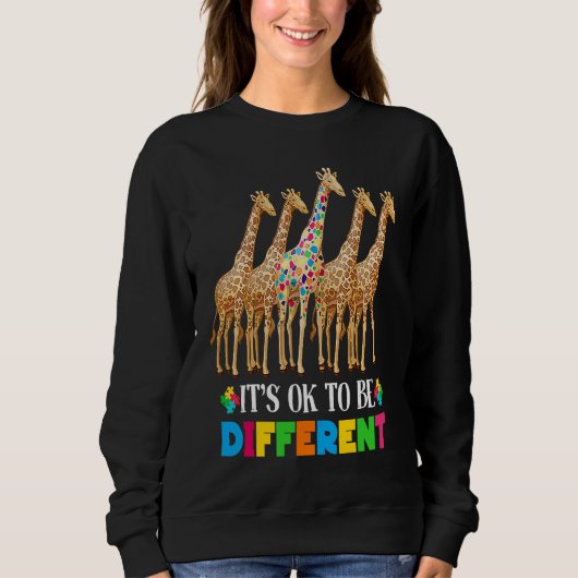 Sweatshirt Autism Awareness Cute Giraffe Animal It's Ok To Be (Devant)