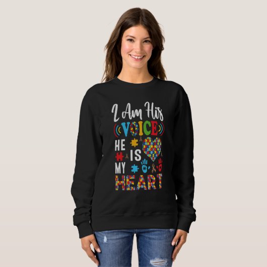 Sweatshirt Autism Awareness Day I'm His Voice He Is My Heart (Devant entier)