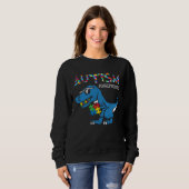 Sweatshirt Autism Awareness Dinosaur rex  In April We Wear Bl (Devant entier)