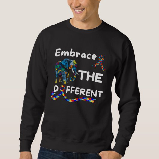 Sweatshirt Autism Awareness Embrace Different Elephant Unmask (Devant)