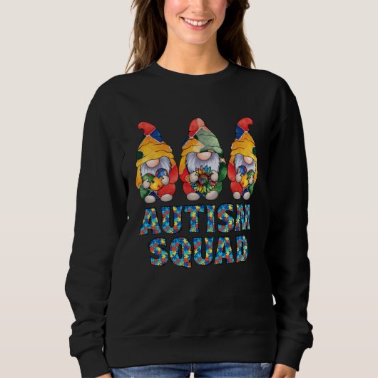 Sweatshirt Autism Awareness Gnomes Puzzle Autism Squad Be Kin (Devant)