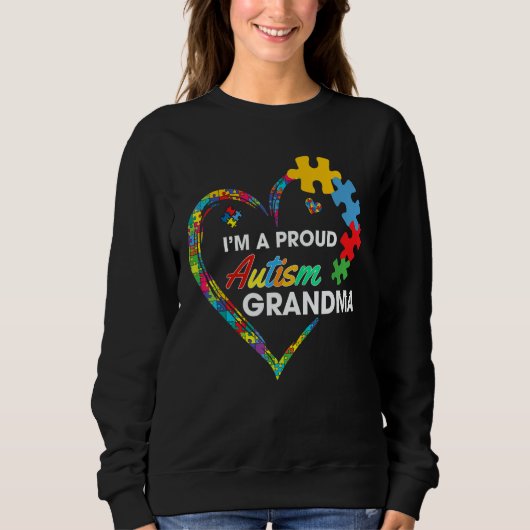 Sweatshirt Autism Awareness I m A Proud Grandma Love Puzzle (Devant)