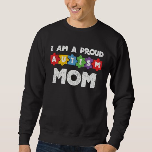 Sweatshirt Autism Awareness Mom Proud Autistic Son Daughter M (Devant)