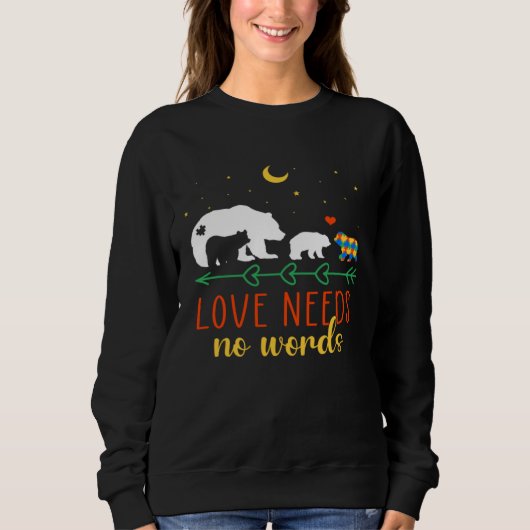 Sweatshirt Autism Awareness Month Love Need No Words Puzzle B (Devant)