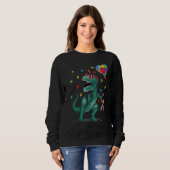 Sweatshirt Autism Awareness Ribbon Rex Dinosaur Puzzle Heart  (Devant entier)