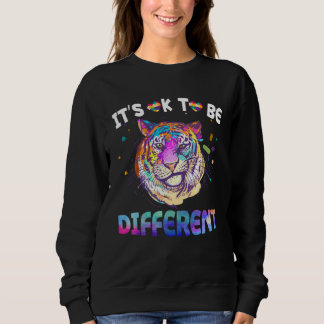 Sweatshirt Autism Awareness  Tie Dye Smirking Tiger Watercolo