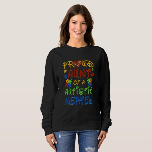 Sweatshirt Autism Awareness Wear Proud Aunt Of Nephew Men Wom (Devant entier)