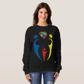 Sweatshirt Autism Awarness Family Trio Heart Puzzle Design (Devant entier)