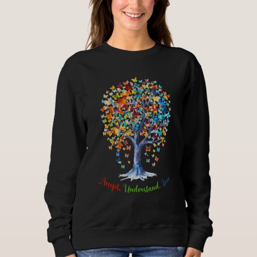 Sweatshirt Autism Butterfly Tree - Acceptance, Understanding, (Devant)