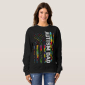Sweatshirt Autism Dad Awareness American Flag USA Support Aut (Devant entier)
