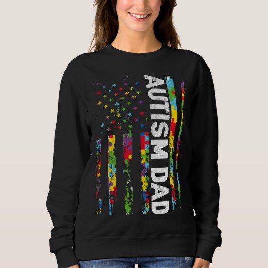 Sweatshirt Autism Dad Awareness American Flag USA Support Aut (Devant)
