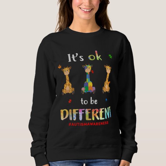 Sweatshirt Autism Giraffe Ok To Be Different Awareness Men Bo (Devant)