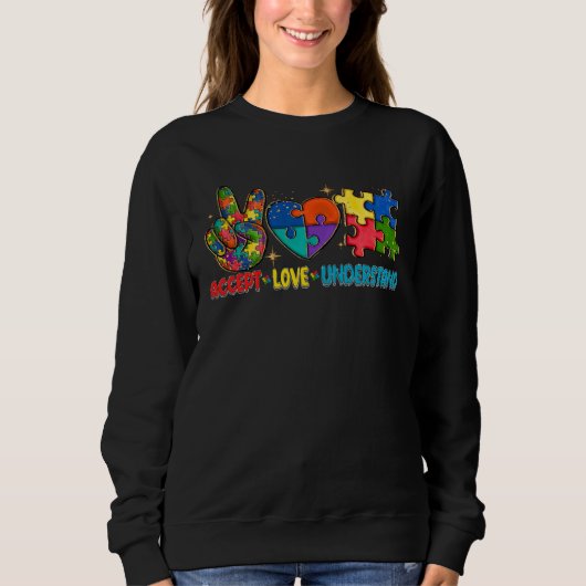 Sweatshirt Autism Heart Accept Love Understand Autism Awarene (Devant)