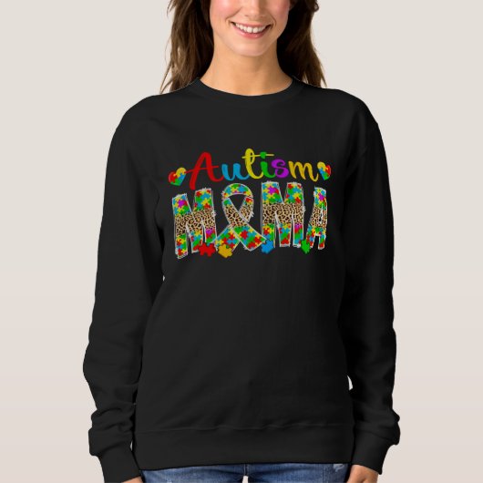Sweatshirt Autism Mama Leopard Autism Awareness Month Autism (Devant)