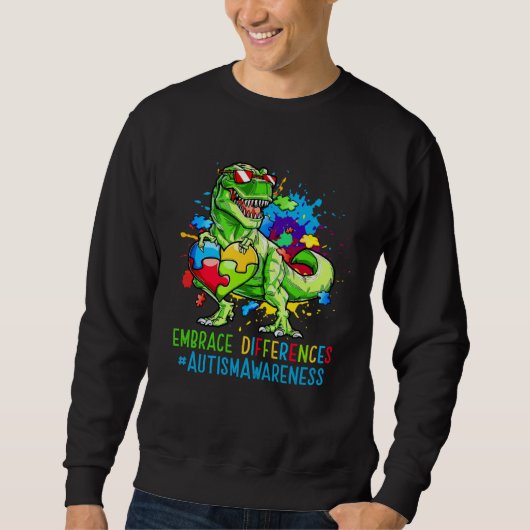 Sweatshirt Autism Month Dinosaurs Autism Rex Kids Cute Puzzle (Devant)