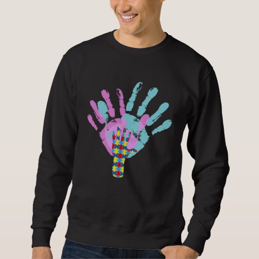 Sweatshirt Autism Parents Awareness Handprint For Mom and Dad (Devant)