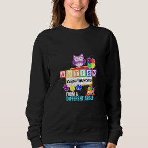 Sweatshirt Autism Support Puzzle Pièce Austim Awareness Owl