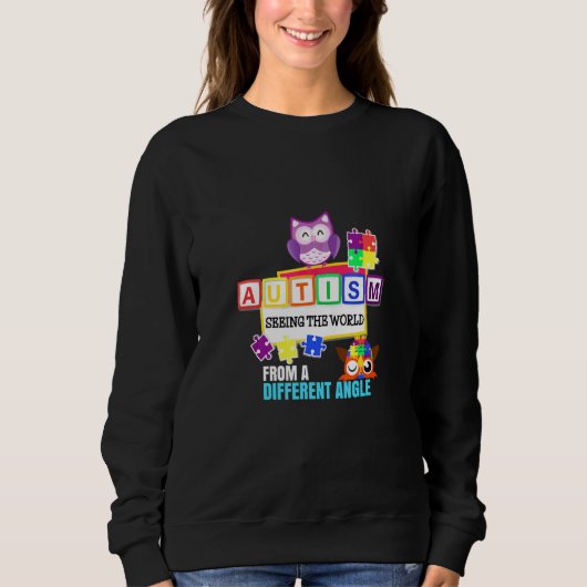Sweatshirt Autism Support Puzzle Pièce Austim Awareness Owl (Devant)