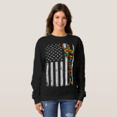 Sweatshirt Autisme déprimé Pops American Flag Family Matchi (Devant entier)
