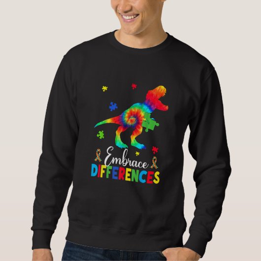 Sweatshirt Autisme Dinosaur Puzzle Pièce Embrasser les différ (Devant)