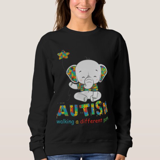 Sweatshirt Autisme Éléphant Marcher Sur Un Chemin Différent (Devant)