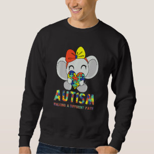 Sweatshirt Autisme Marcher Un Chemin Différent Joli Eléphant 