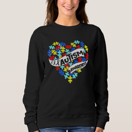 Sweatshirt Autisme Puzzle Amour du coeur Accepter Comprendre  (Devant)