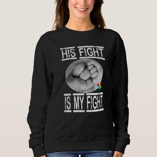 Sweatshirt Autisme Son Combat Est Mon Père Et Mon Fils De Com (Devant)