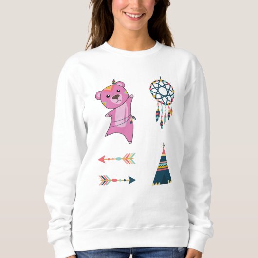 Sweatshirt Autocollant indien rose Ensemble Dreamcatcher (Devant)