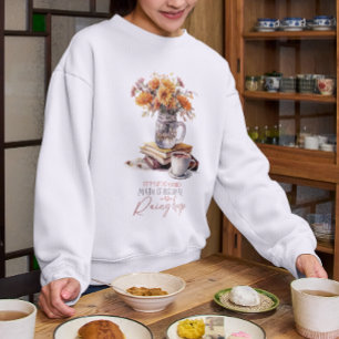 Sweatshirt Automne avec jours pluvieux, Livres et Café, Autom