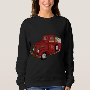 Sweatshirt Automne Camion Rouge Automne Blanc Citrouilles Tha