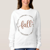 SWEATSHIRT AUTOMNE THÈME CHUTE FEUILLES, CIDER, CITROUILLES (Devant)