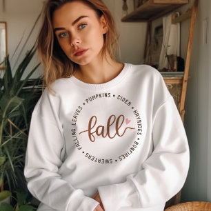 SWEATSHIRT AUTOMNE THÈME CHUTE FEUILLES, CIDER, CITROUILLES
