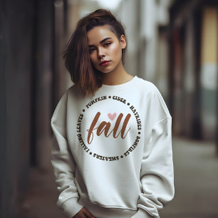 SWEATSHIRT AUTOMNE THÈME CHUTE FEUILLES, CITROUILLE, CIDER