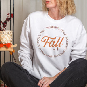 SWEATSHIRT AUTOMNE THÈME CHUTE FEUILLES, CITROUILLES, CIDER