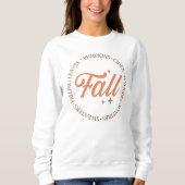 SWEATSHIRT AUTOMNE THÈME CHUTE FEUILLES, CITROUILLES, CIDER (Devant)