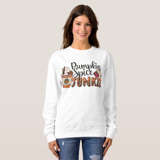 SWEATSHIRT AUTOMNE THÈME CITROUILLE ESPICE JUNKIE COFFEE LOVE (Devant entier)