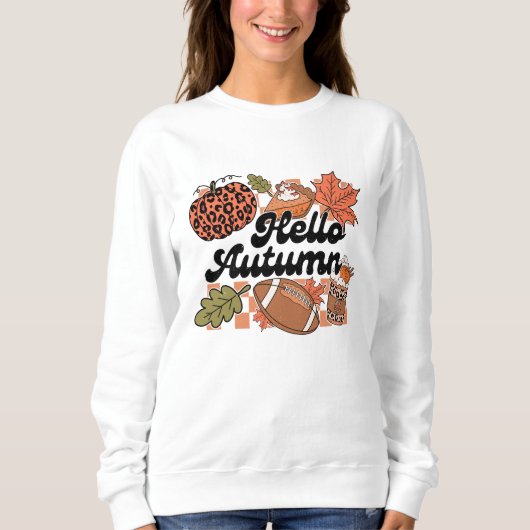 SWEATSHIRT AUTOMNE THÈME HELLO AUTOMNE FOOTBALL & CITROUILLE (Devant)