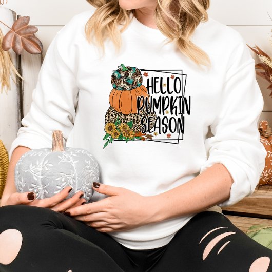 SWEATSHIRT AUTOMNE THÈME HELLO CITROUILLE SAISON