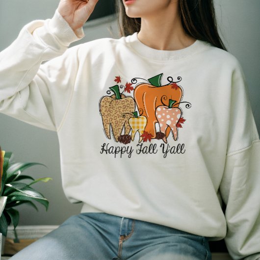SWEATSHIRT AUTOMNE THÈME HEUREUX F'ALL Y'ALL CITROUILLE