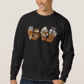 Sweatshirt Autumn Fall Coffee Latte Cups Horrors & Ghost Hall (Devant)
