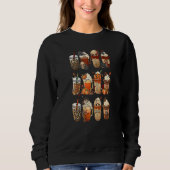 Sweatshirt Autumn Fall Coffee Latte Cups Horrors & Ghost Hall (Devant)