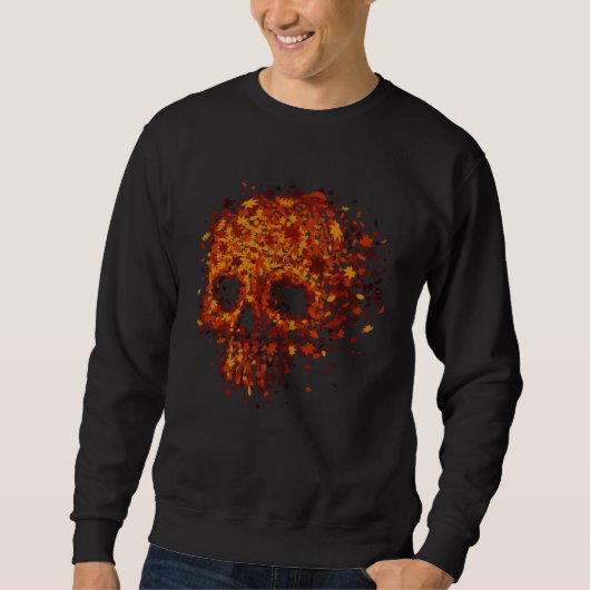 Sweatshirt Autumn Skull Shape Fall Leaves Graphics Halloween (Devant)