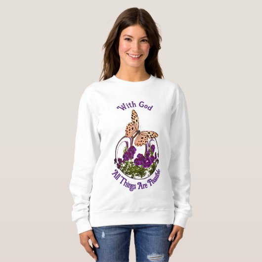 Sweatshirt Avec Dieu Papillon Fleur Art Inspiration (Devant entier)