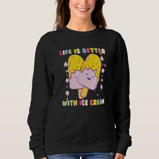 Sweatshirt Avec glace rétro dessert (Devant)